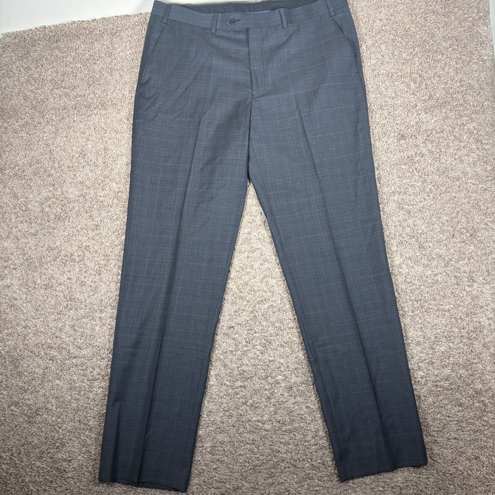 Lauren Ralph Lauren Mens 44R Suit 36x32 Charcoal Grey Blue Glen Plaid Wool Blend - Picture 10 of 16